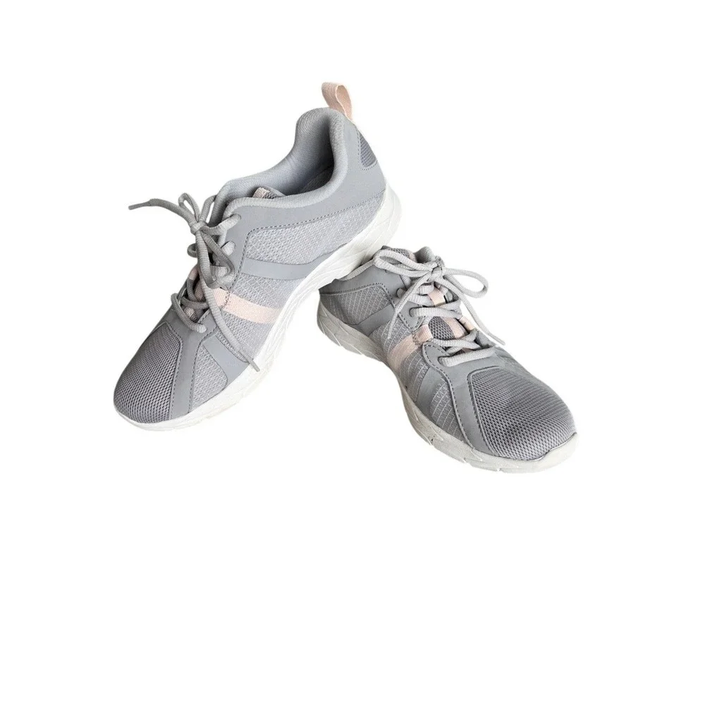 Vionic Radiant Womens 7 Gray Pink Walking Sneakers Orthotic Comfort Shoes NEW